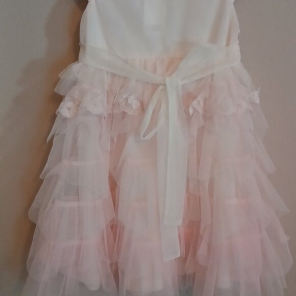 Toddler Girls Pink Flower and Tulle Dress - Picture 4 of 6